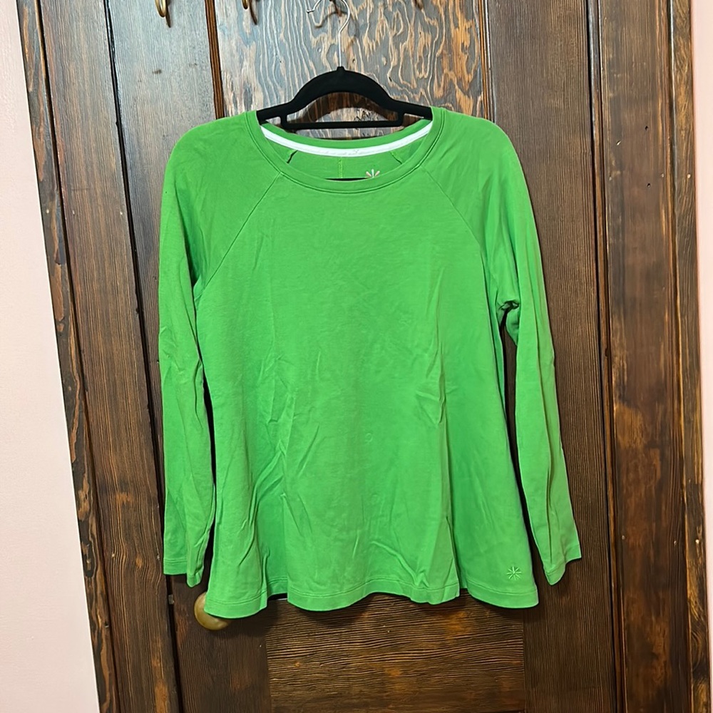 Green Long Sleeve Pima Cotton a line soft beautifully weighted shirt.